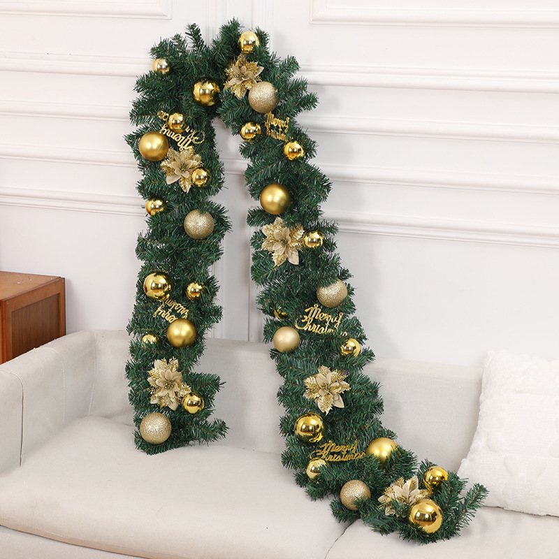 2.7m クリスマス籐グリーンスプレー白装飾ドア階段手すり窓レイアウト小道具メーカー卸売|undefined