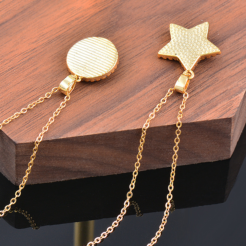 Fashion Eye Titanium Steel Inlay Shell Zircon Pendant Necklace 1 Piece