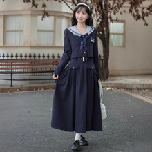 日系学院风海军领衬衫百褶半身裙西装外套三件套女jk制服套装裙