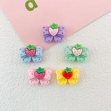 亮面多色草莓蝴蝶结奶油胶diy手机壳发夹头饰冰箱贴服装树脂配件