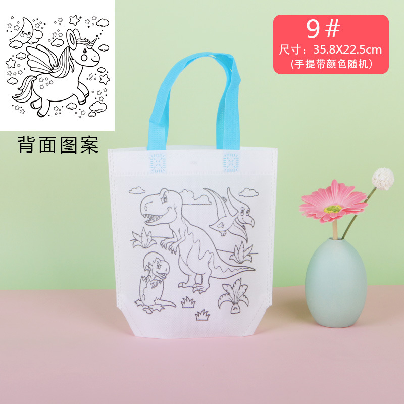 CPCE bolsa de color de graffiti no tejido de doble cara para niños bricolaje bolso de mano de pintura pintado a mano para colorear