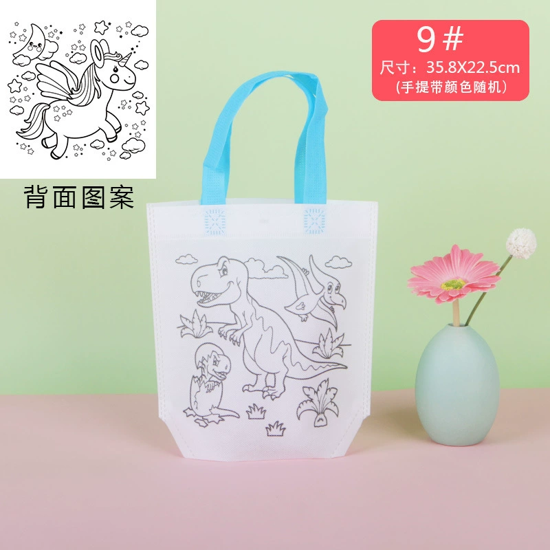 Двусторонняя раскраска-сумка для tote, безвредная текстильная нетканая ткань, дизайны можно раскрашивать вручную, ручная кладь 23.8×22.5 см
