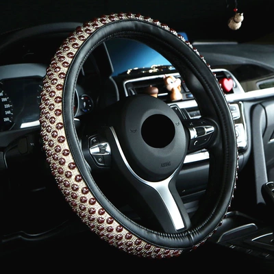 car steering wheel cover, summer | Steering wheel cover - coffee-pearls-38cm