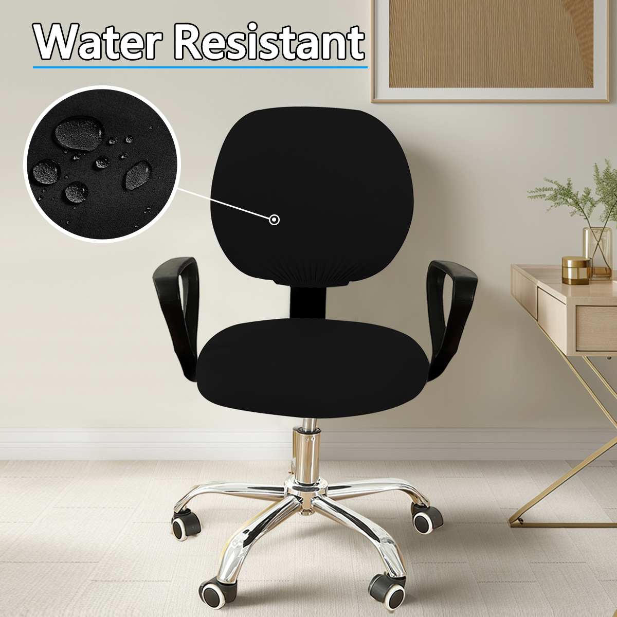 Nuevo transfronterizo 75D seda de leche impermeable separación cubierta de silla de oficina de color sólido cubierta de silla giratoria elástica de computadora TEMU