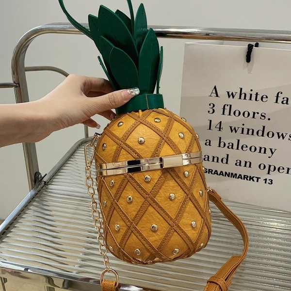 Nuova borsa personalizzata a forma di ananas, stile artistico e fresco per ragazze, borsa a tracolla in stile Instagram con rivetti._voghion.com