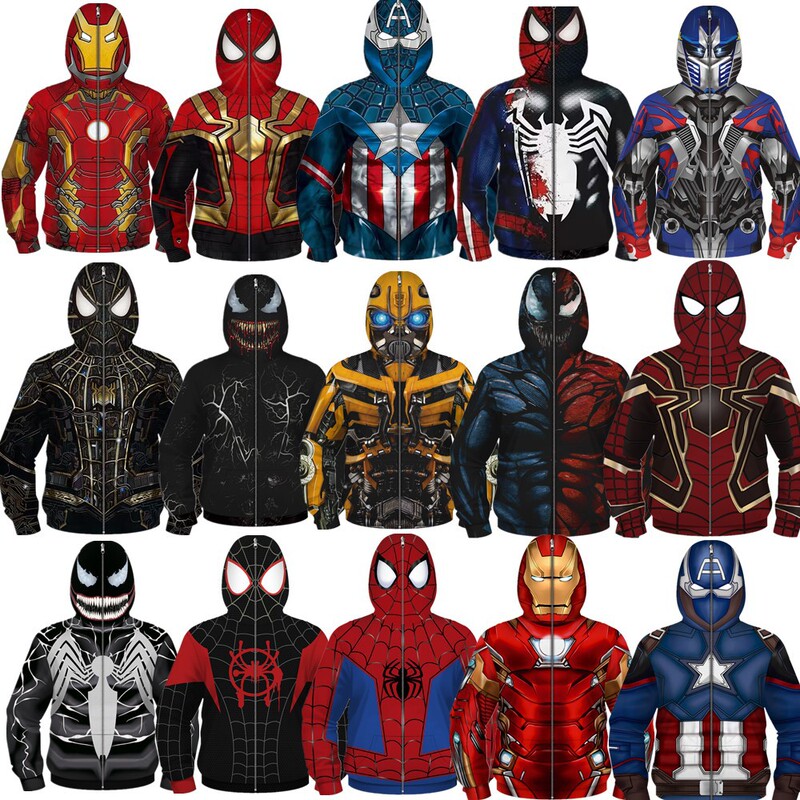 2022 cross-border new animation venom Series 3D digital printing children role play masked long sleeved children