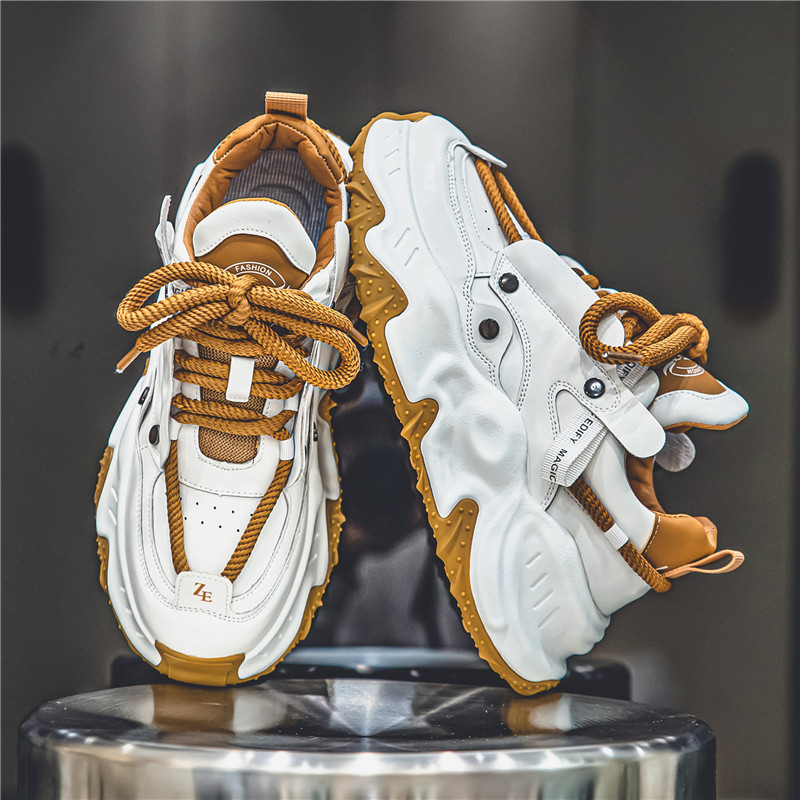 2024 transmisión en vivo nuevo estilo zapatos de papá zapatos de marca de moda zapatos de hombre de cuero casual ligero de lujo zapatos de hombre suela gruesa aumentó zapatos casuales Coreanos