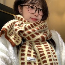 华夫格围巾女2025冬季新款韩系百搭高级感软糯保暖撞色小围脖批发
