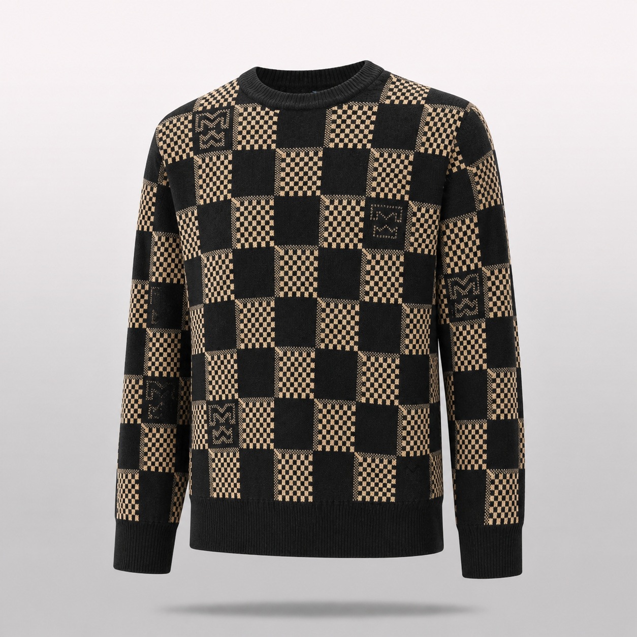Men's plaid sweater, new autumn/winter style, trendy jacquard knit sweater, high neck, inner layer, men's outerwear.