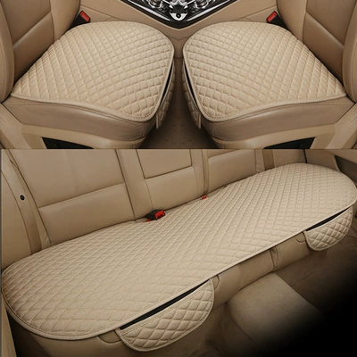 Car Seat Cushion for All Seat cushion, seat cover - beige-three-piece-set
