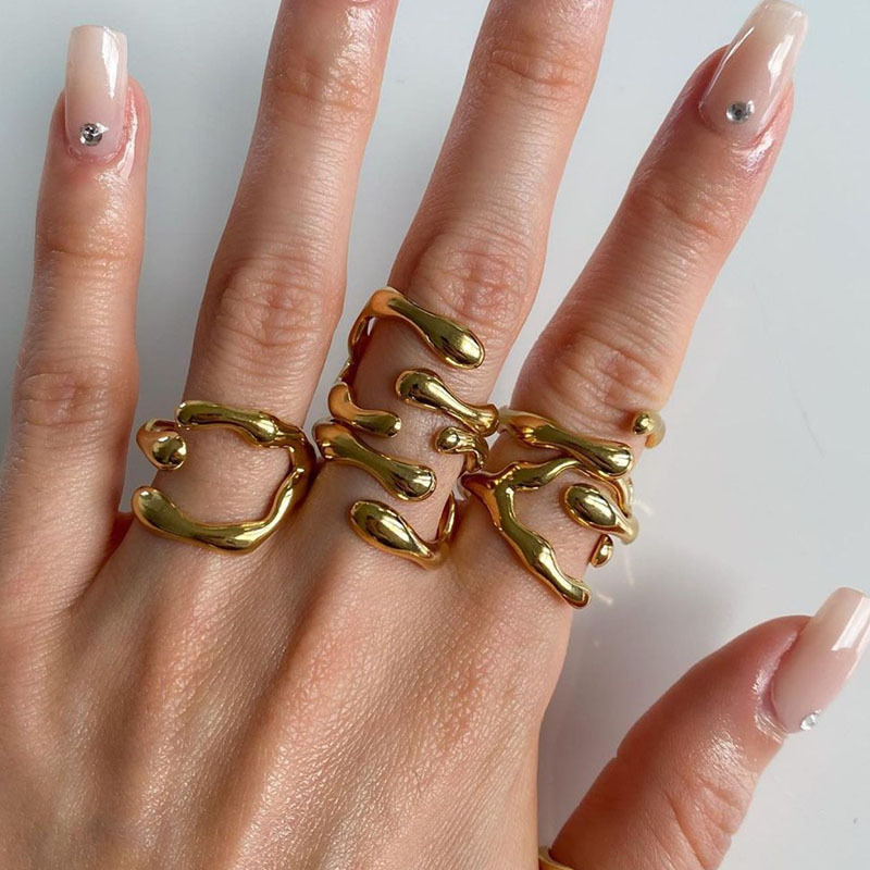 10g Weight Simple Style Geometric Titanium Steel Rings 1 Piece
