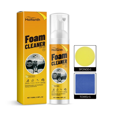 Homonth Multi-Purpose Foam Cleaner, Car Interior Decoration Leather Maintenance, Anti-Fouling, Gloss and Renovation Agent (Cleaning/curing agent) - 100mltowelsponge