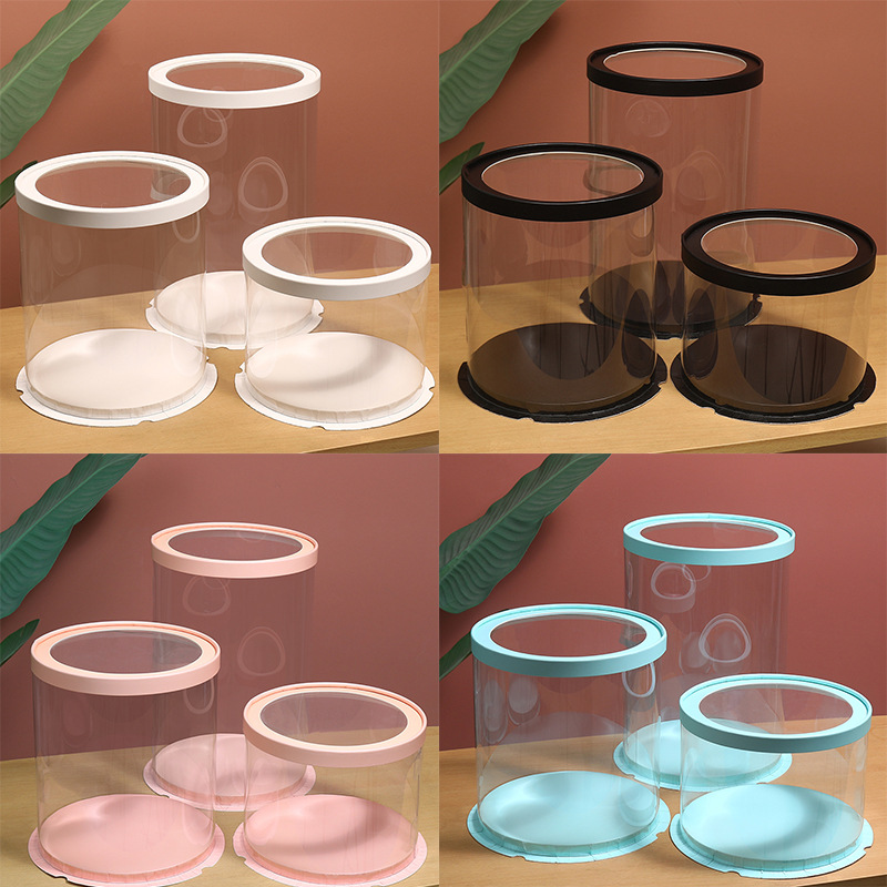 新款圆形透明蛋糕盒6寸8寸10寸单层双层加高生日蛋糕盒