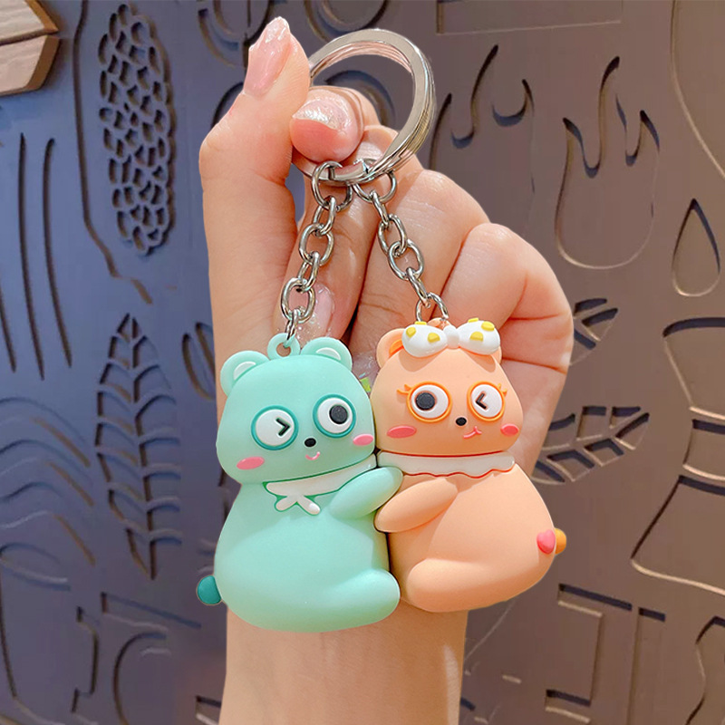 커플 자석 곰 열쇠고리 - 오렌지와 그린 스타일