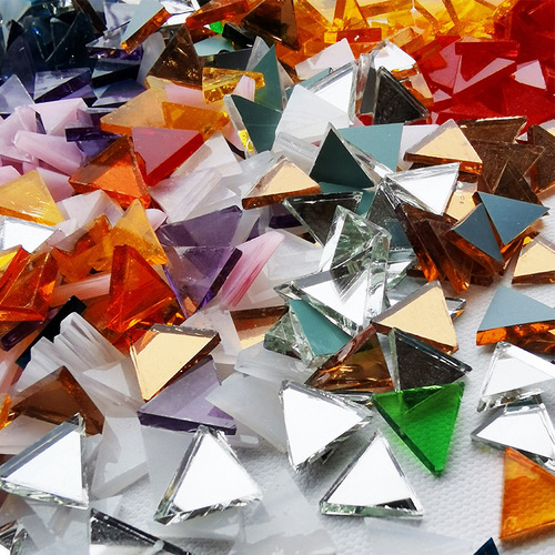 1kg triangular mica sheet mosaic handmade diy stained glass church Tiffany candlestick Turkish lamp