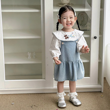 点兮2025秋季新款婴幼儿衬衫背带牛仔裙两件套女宝宝韩版洋气套装