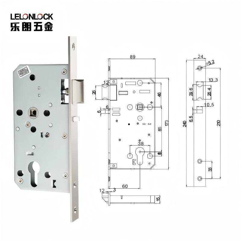 Personalizado 304 acero inoxidable bloqueo de clase estándar europeo con lengua de seguridad 7255 puerta de escape de puerta de fuego de clase hospitalaria