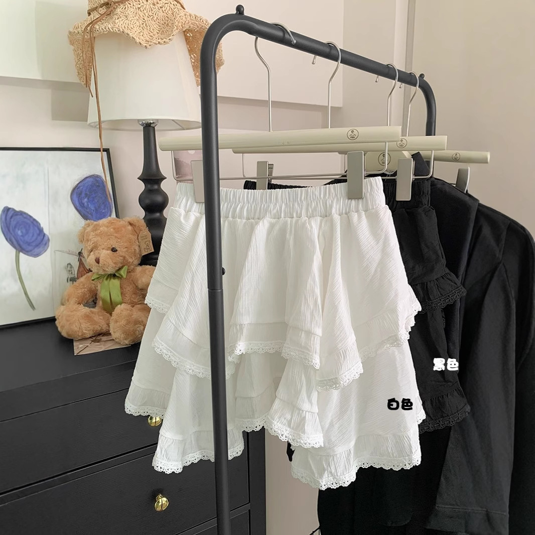 白色雪纺半身裙女夏季2025新款高腰a字裙不规则蛋糕裙鱼尾裙短裙