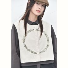 【还有山】花环刺绣日系复古文艺纯棉百搭早秋新款马甲开衫6699#