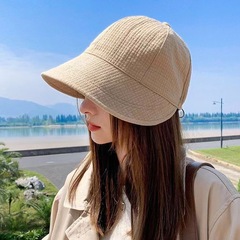 Zhao Lusi の同じスタイルの漁師の帽子女性の 2025 春と夏の日よけ帽子無地黒日よけ帽子卸売