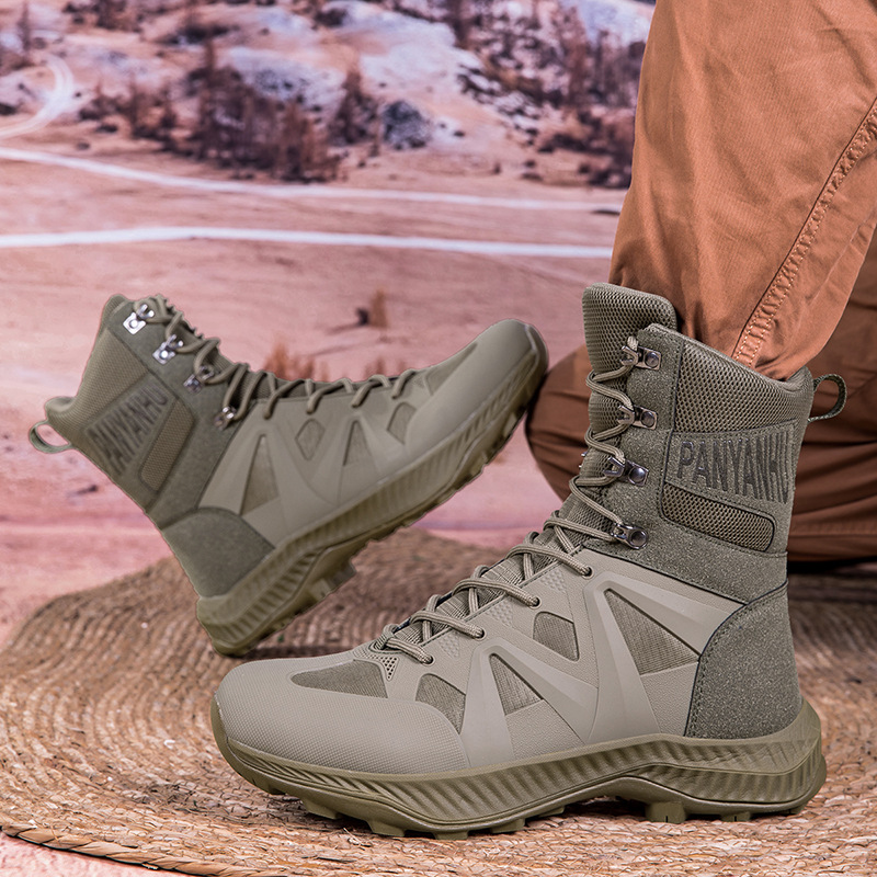 Aficionados militares transfronterizos Botas tácticas Botas de combate Montañismo al aire libre para hombres Zapatos altos para hombres Botas de entrenamiento de combate Botas de senderismo todoterreno
