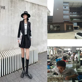 淘工厂杭州梭织女装职业小西装来图来样包工包料拼接设计西服时尚