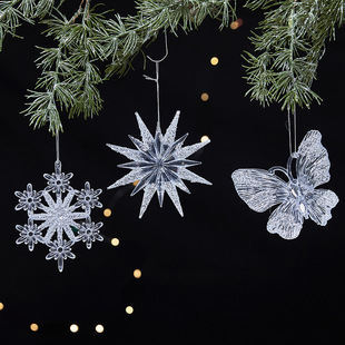 Cross-border Christmas New Transparent Acrylic Elk Snowflake Star Hanging Christmas Tree Holiday Decoration