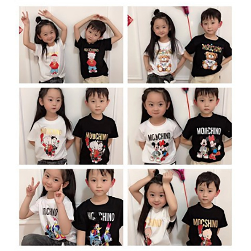 Moschino 2023 Early Autumn Inverted Embroidered Bear Cartoon Short-Sleeved T-Shirt for Men and Women