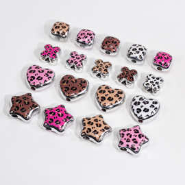 亚克力豹纹星星爱心装饰珠子手机链钥匙扣DIY项链饰品配件批发