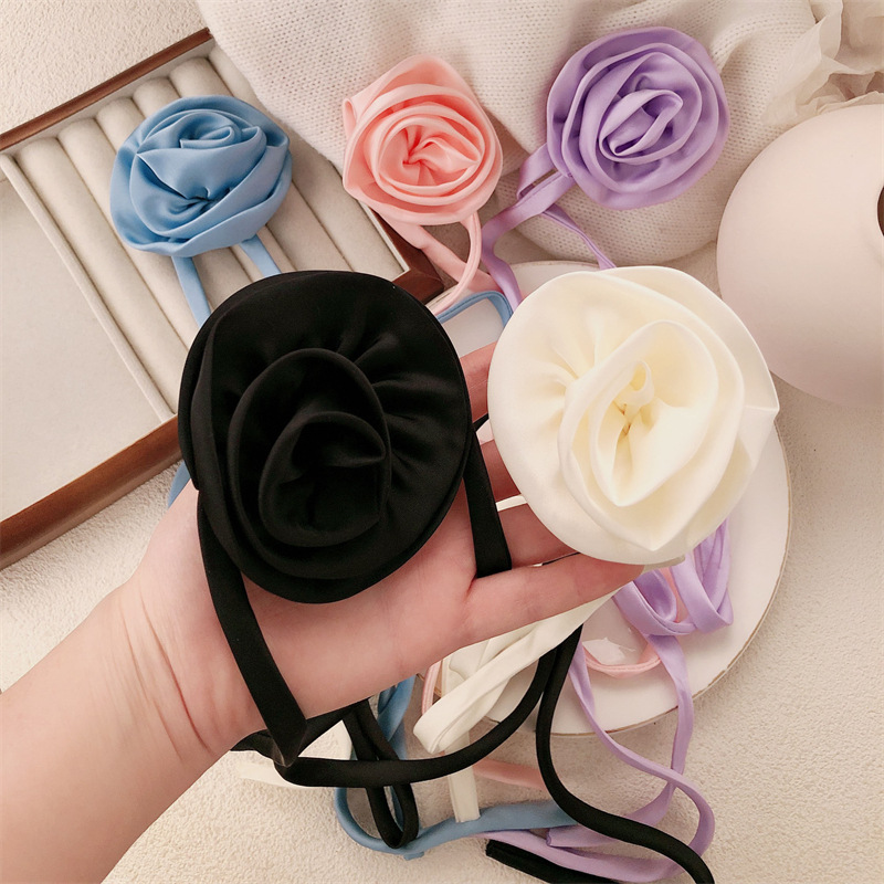 Cuerda para el cabello rosa de satén romántico francés, atmósfera, temperamento, cola de caballo, cuerda para el cabello trenzado, correa para el cabello dulce, correa para el cabello, mujer