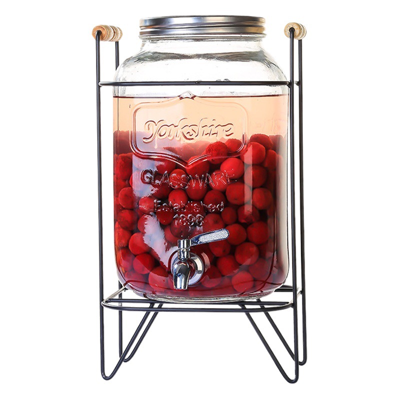 Entrega de 48 horas en nombre de la botella de vino de vidrio para el hogar con grifo, botella de agua fría, barril de bebidas propias, barril de cerveza, contenido de té de frutas