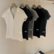 WGWE American Style Vintage Polo Shirt Shoulder Niche V-neck Slim-fit Short-sleeved T-shirt Women's Spring and Summer Half-sleeved Top W3050