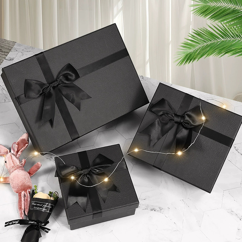 Qixi día de San Valentín caja de regalo de arco negro caja de regalo de vacaciones lápiz labial perfumes joyas bolsa de regalo vacía caja