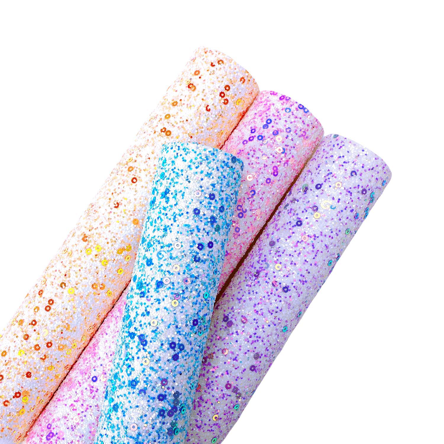 夏日缤纷甜甜圈圆片闪粉厚片格利特PU革手机壳蝴蝶结箱包装饰面料