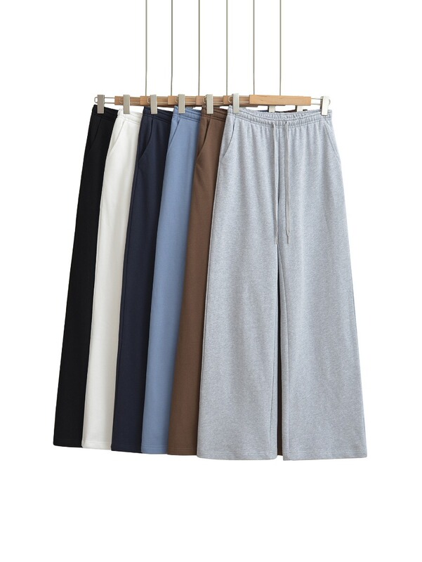 2024 Autumn New Elastic Low Waist Straight Solid Color Casual Sports Fashion Sweatpants Wholesale