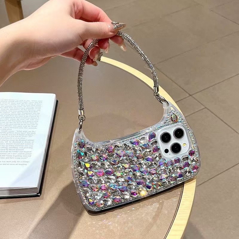 Handmade Diy Phone Case With Diamond Pattern And Curved Design_voghion.com