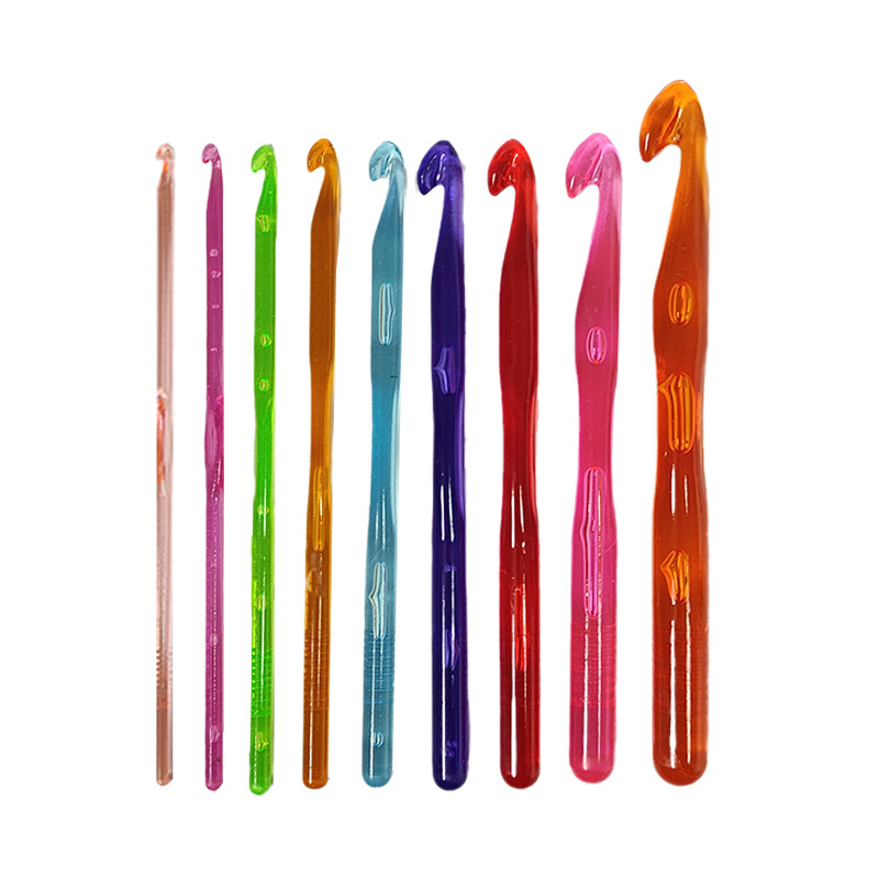 Colorido TPR mango suave traje de ganchillo de aluminio hecho a mano DIY tejer de ganchillo suéter de ganchillo de plástico al por mayor de ganchillo de metal