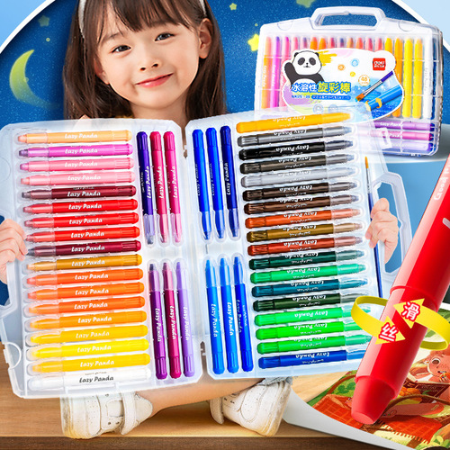 Deli Water-Soluble Colorful Sticks Don't Dirty Hands 12-Color Oil Pastels Children's Safety Non-toxic Washable Paint Brush Kindergarten