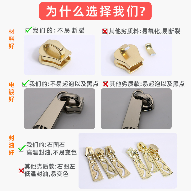 バッグ金具付属品 No.5 ジッパーヘッド電気泳動黒プルタブユニバーサルファットジッパーブランド 5 # ナイロン製のプルタブ|undefined