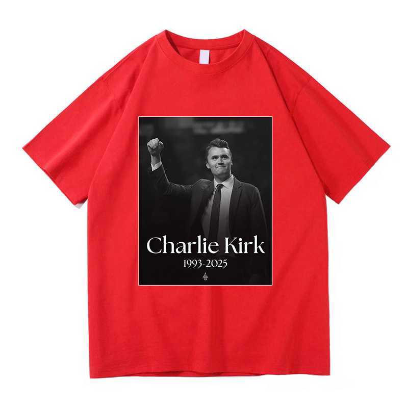 【欧码棉T】Charlie Kirk自由T恤时尚男/女原宿美学字母印花T恤中|undefined