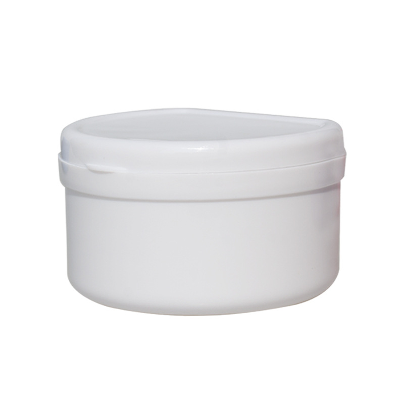 Impresión de almacenamiento de plástico, caja de almacenamiento de limpieza, dentadura postiza semicircular, caja de dentadura en forma de D con filtro, sello de doble capa de plástico
