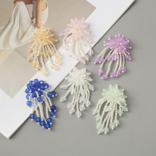 New Tassel Crystal Flower Beads DIY Hand-Woven Hairpin Hair Accessories Earrings Material Factory Direct Sales Wholesale