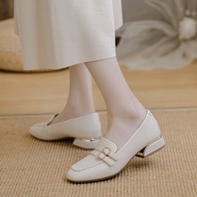 粗跟豆豆鞋女2025年春季新款晚晚风温柔淑女鞋仙女百搭玛丽珍单鞋