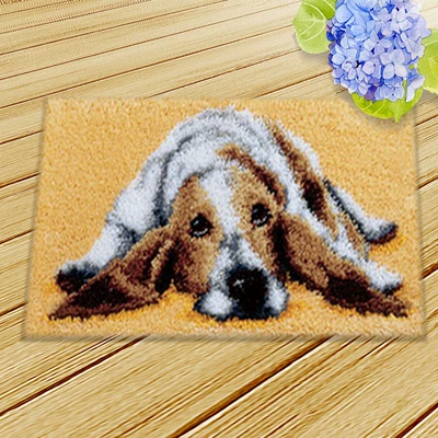 Mat Woolen Embroidery Cushion Floor Mat | Avtomobil döşəmə paspasları - zd094-dog-50cm-white-net-cross
