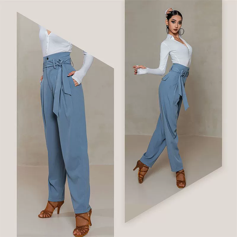 Профессиональная одежда для латинских танцев, тренировочные брюки, танцевальные брюки, новинка 2024 года, женские длинные брюки, новые брюки с высокой талией