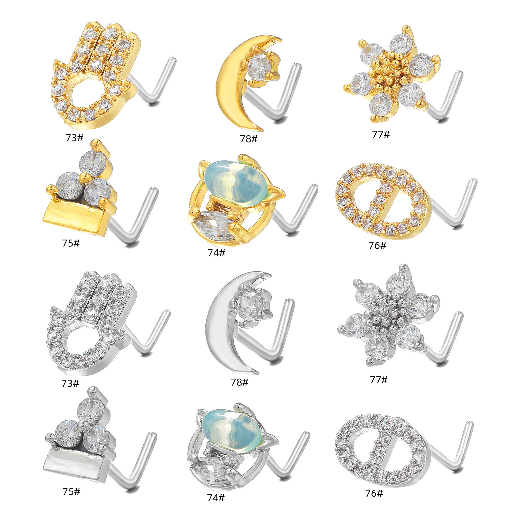 Fashion Geometric Copper Plating Zircon Nose studs 1 Piece