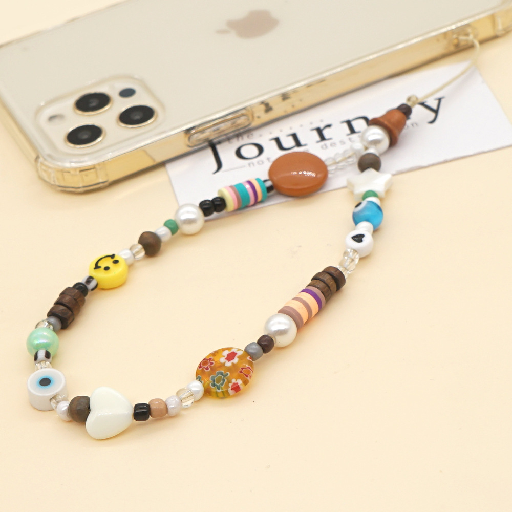 New Bohemian Style Glass Flower Beads Wooden Beads Beaded Mobile Phone Rope display picture 4