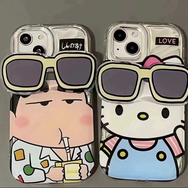 Cute KT cat cartoon Crayon Xiaoxin iPhone14promax Apple 13 phone case 12 sunglasses bracket 11 soft Cute KT cat cartoon Crayon Xiaoxin iPhone14promax Apple 13 phone case 12 sunglasses bracket 11 soft