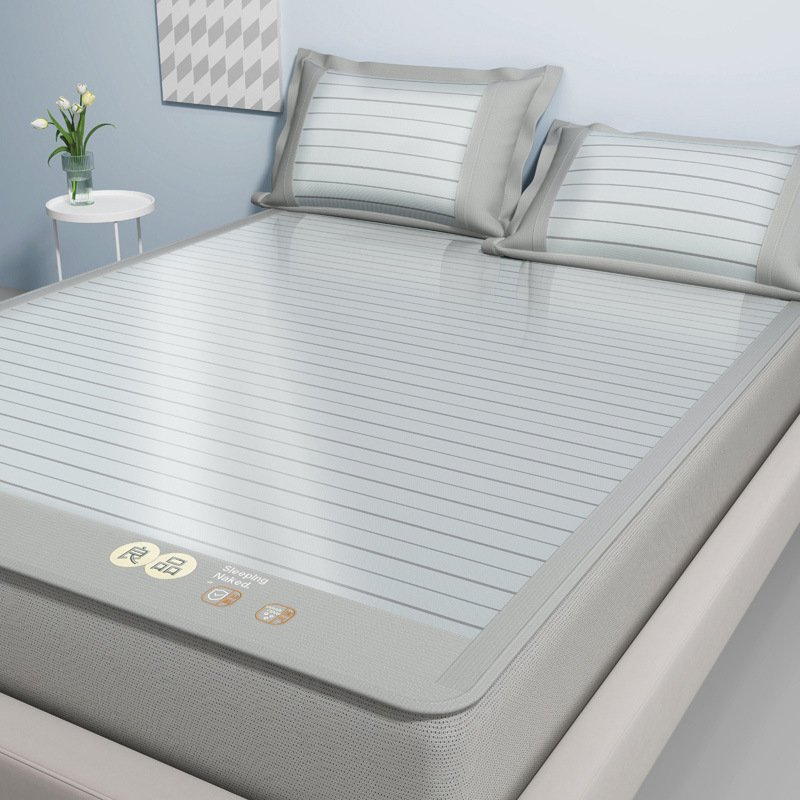 Un juego de sábanas de seda de hielo de clase de tres piezas fresco verano 2025 nueva funda protectora de colchón de verano sábana funda de cama