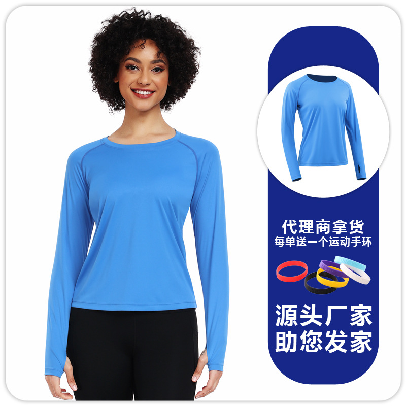 F8502 mujeres de manga larga correr yoga ropa de fitness transpirable sudor corredor chaqueta de protección solar al aire libre